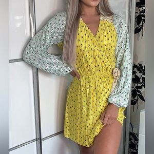 ASOS design pliss mini wrap dress in contrast ditsy floral print